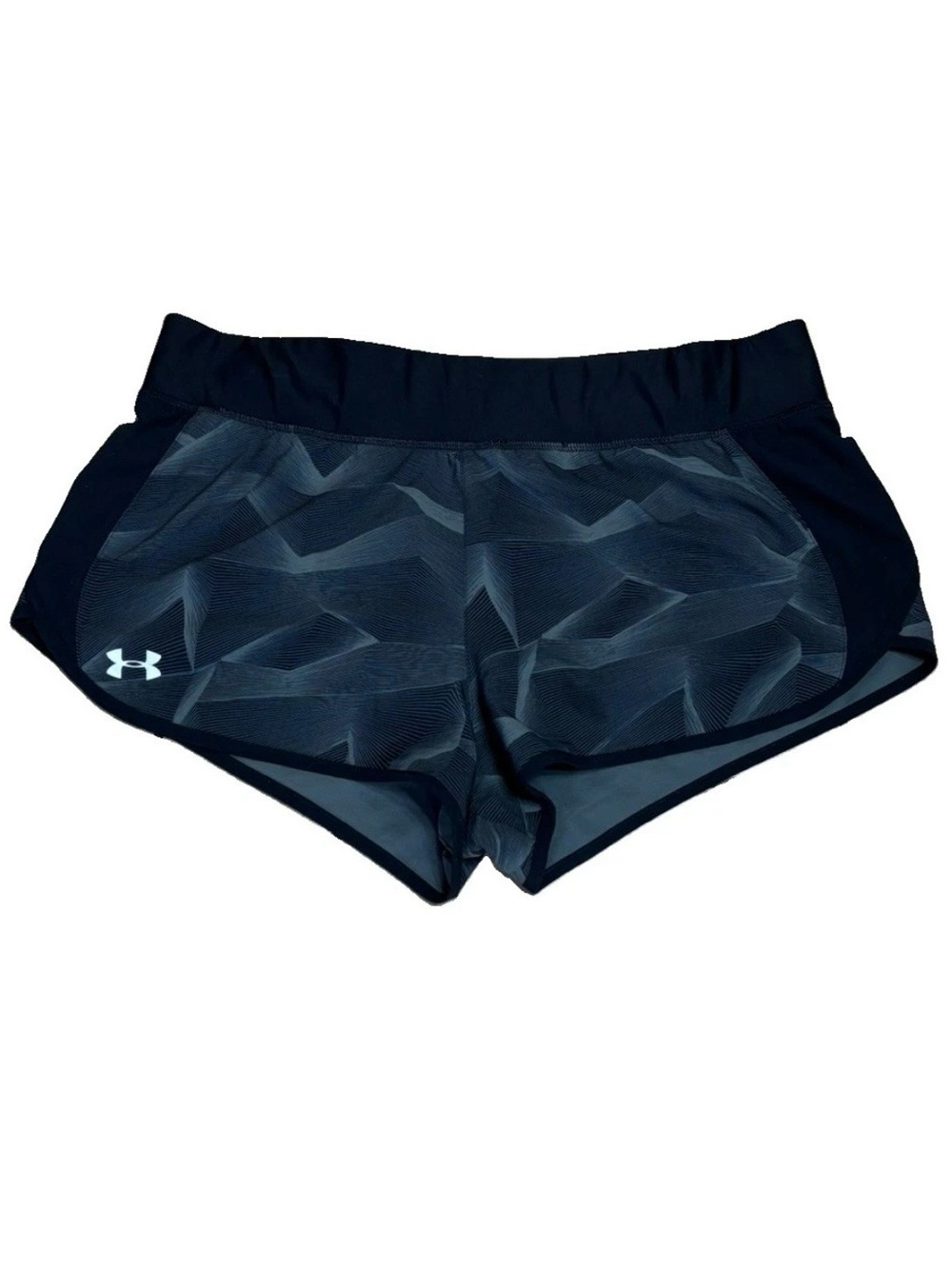 Under Armour Women’s HeatGear Running Shorts Black Gray Geometric Print Size XL